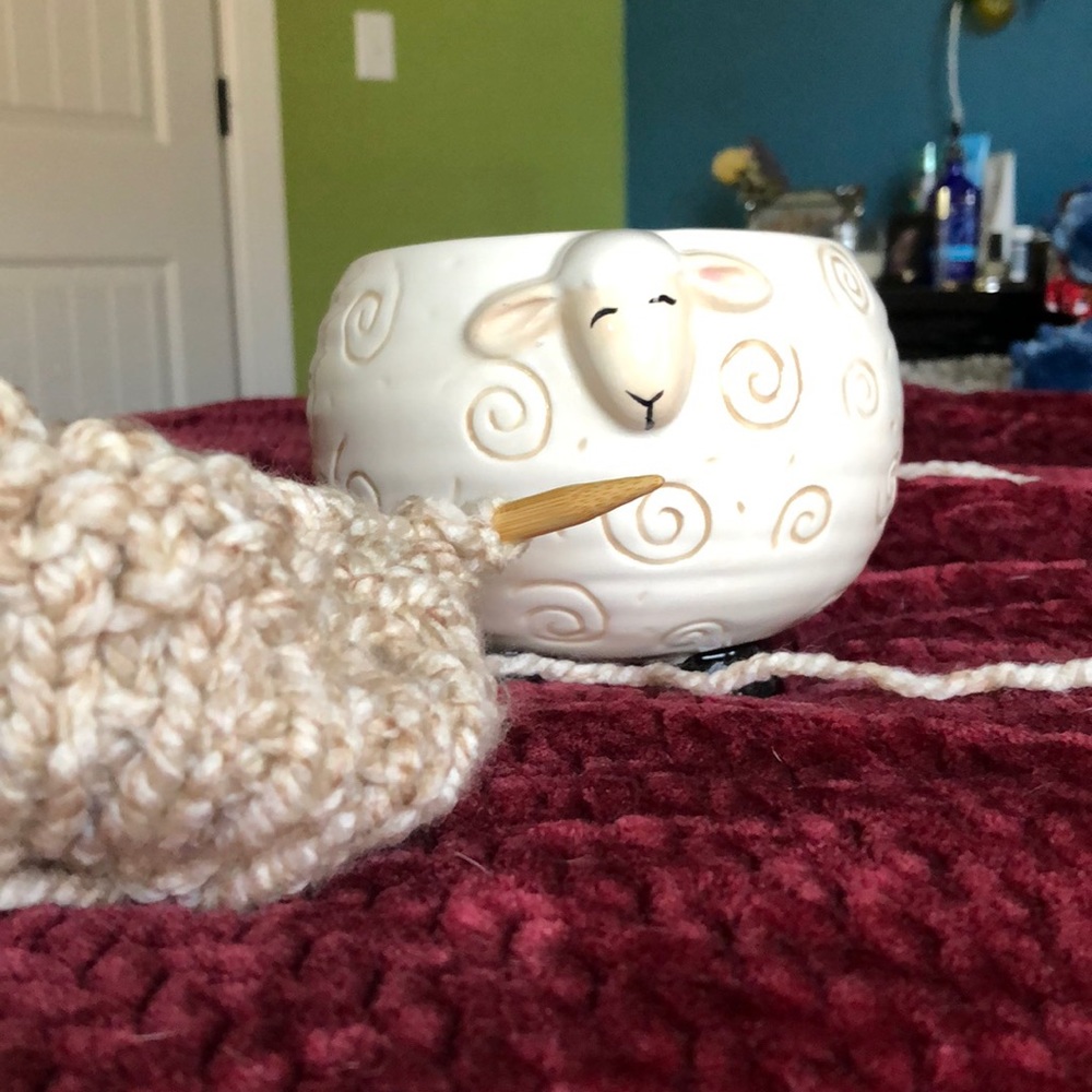 Ceramic sheep yarn bowl